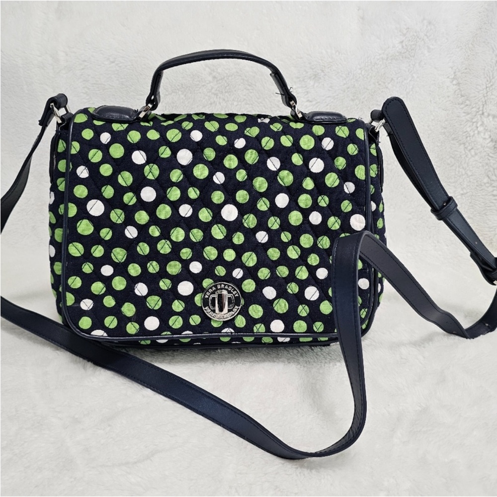 Vera Bradley Navy and Green Polka Dot Crossbody Bag